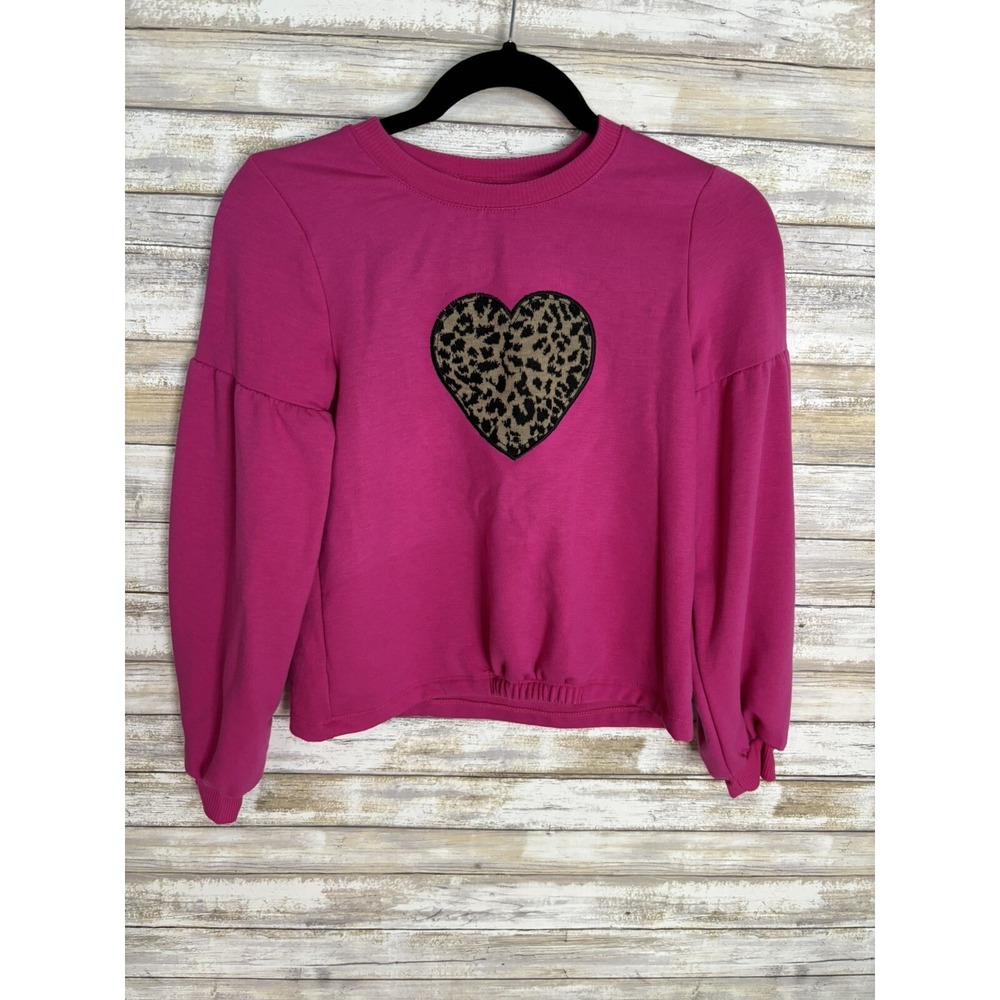 Wonder Nation Girls' Long Sleeve Sweatshirt-Pink‎ Heart -Large (10/12)